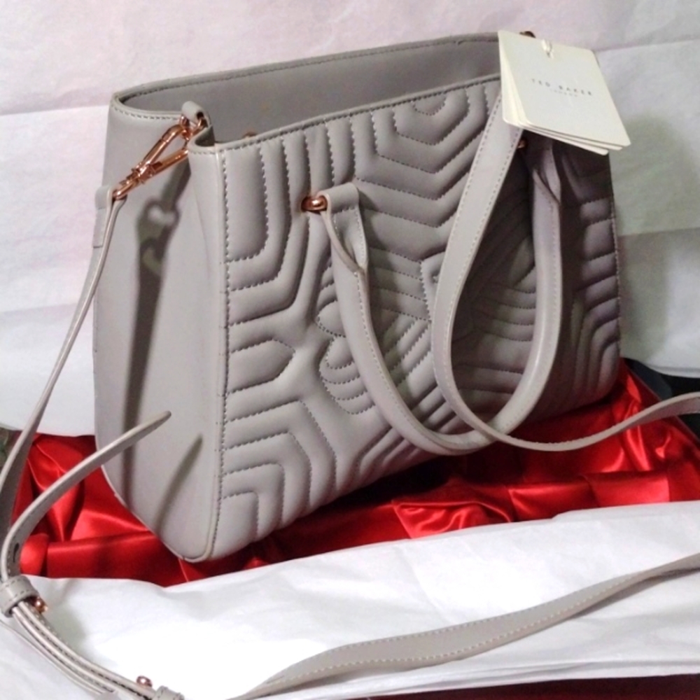 Ted Baker London Dove Grey Quilted Bow Bag 🛍️ NWT - Picture 11 of 11